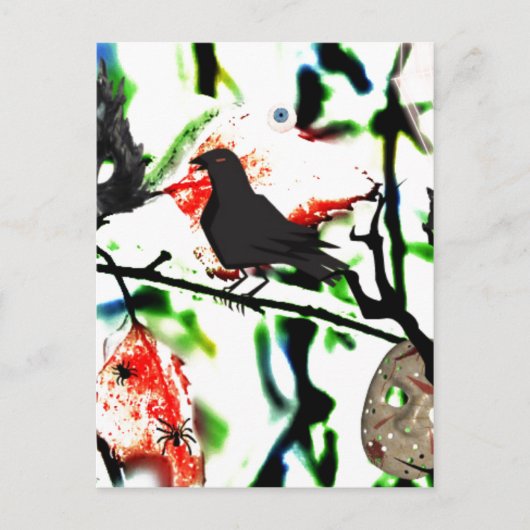 Quoth the Raven Nevermore, Halloween Collage Briefkaart (Voorkant)