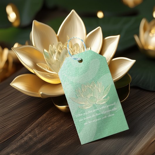 Quottes van de groene Gold Lotus Yoga-onderhoudsin Cadeaulabel