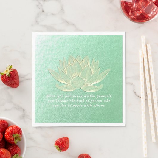 Quottes van de groene Gold Lotus Yoga-onderhoudsin Servet (Insitu)
