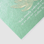 Quottes van de groene Gold Lotus Yoga-onderhoudsin Tissuepapier (Detail)
