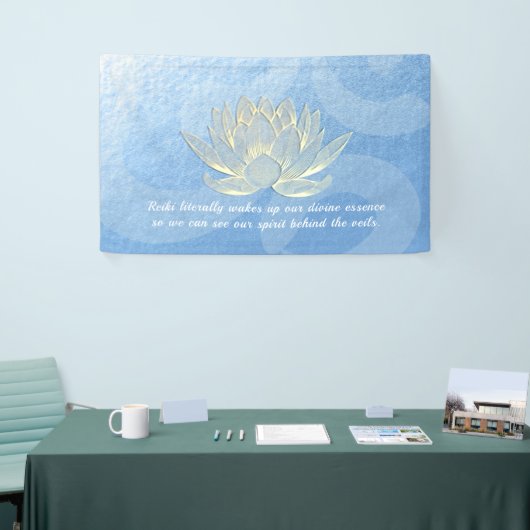 Quottes voor Blue Gold Lotus Yoga Meditation Instr Spandoek (Beurs)