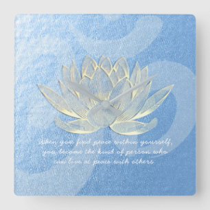 Quottes voor Blue Gold Lotus Yoga Meditation Instr Vierkante Klok