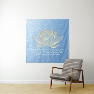 Quottes voor Blue Gold Lotus Yoga Meditation Instr Wandkleed