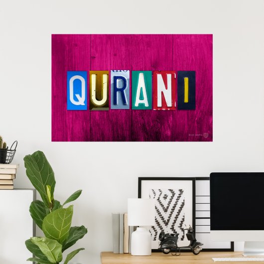 QURANI Licentie Bord Letter Art Name Sign Poster (Thuiskantoor)