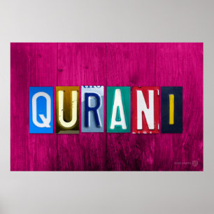 QURANI Licentie Bord Letter Art Name Sign Poster