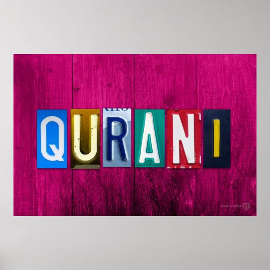 QURANI Licentie Bord Letter Art Name Sign Poster (Voorkant)