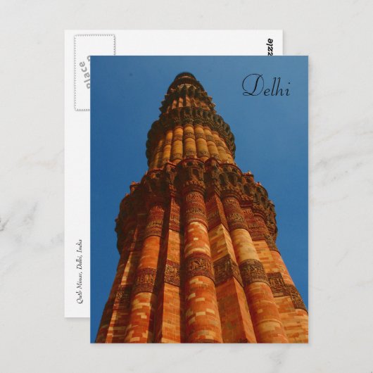qutb-minar briefkaart (Voorkant / Achterkant)