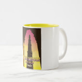 Qutub Minar New Delhi India reisposter Tweekleurige Koffiemok (Voorkant rechts)