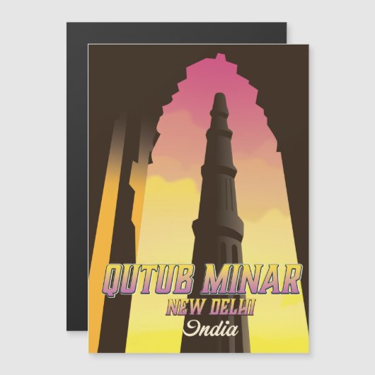 Qutub Minar Nieuwe Delhi India reisposter (Voorkant / Achterkant)
