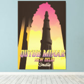 Qutub Minar Nieuwe Delhi India reisposter Canvas Afdruk (Insitu (Houten vloer))