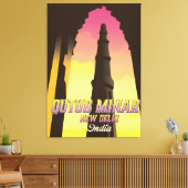 Qutub Minar Nieuwe Delhi India reisposter Canvas Afdruk (Insitu (Woonkamer))