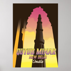 Qutub Minar Nieuwe Delhi India reisposter Poster