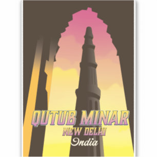 Qutub Minar Nieuwe Delhi India reisposter Sticker