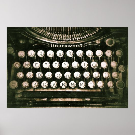 Qwerty Typewriter Rustic Toetsenbord Poster (Voorkant)