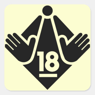 R18 VIERKANTE STICKER