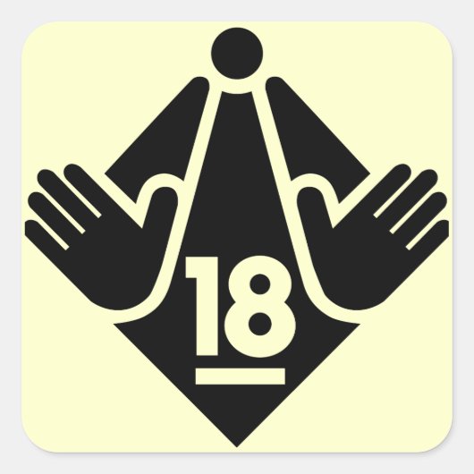 R18 VIERKANTE STICKER (Voorkant)