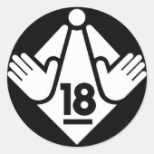 R18(W) RONDE STICKER (Voorkant)