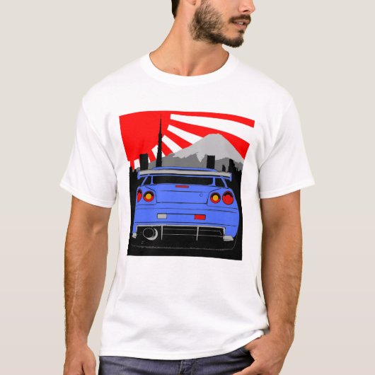 R34 en de stijgende zon t-shirt (Voorkant)