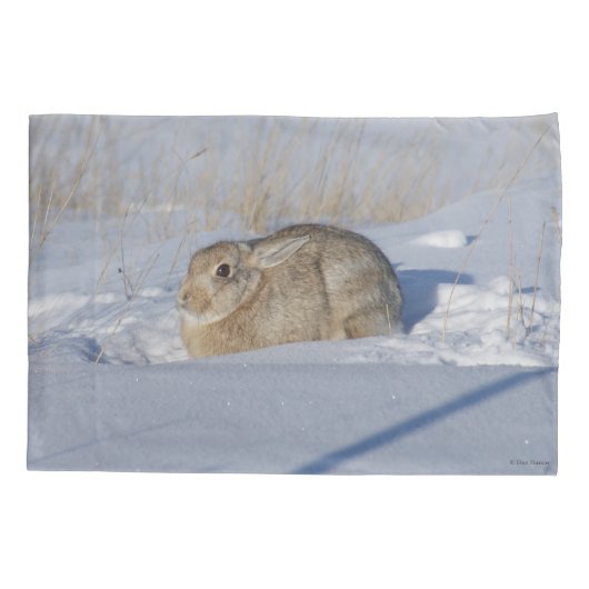 R5 Katoen konijn in sneeuw Kussensloop (Achterkant)