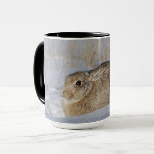 R5 Katoen konijn in sneeuw Mok (Voorkant links)