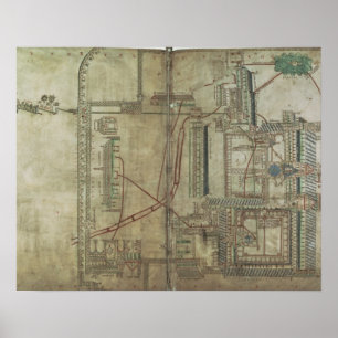 R 171 f.285 Plan of Canterbury Cathedral en de Poster