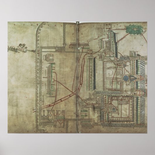 R 171 f.285 Plan of Canterbury Cathedral en de Poster (Voorkant)