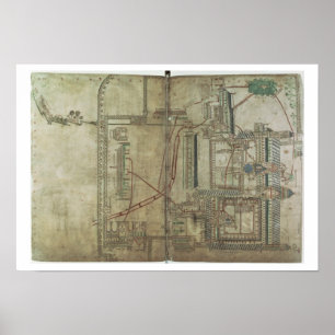 R 171 f.285 Plan of Canterbury Cathedral en de Poster