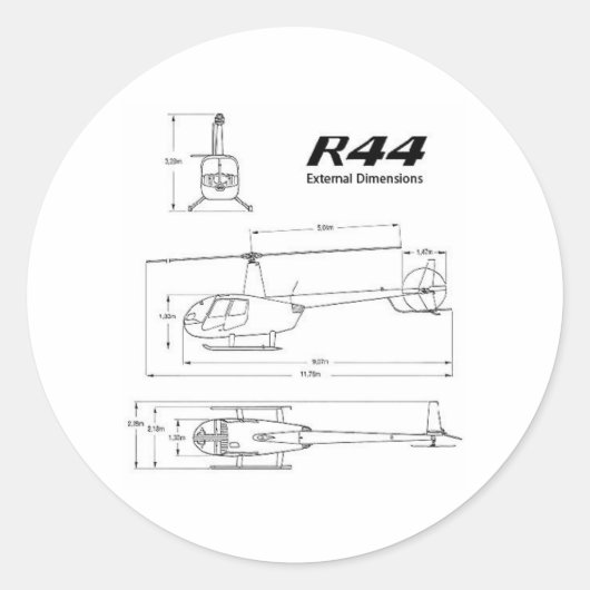 R-44 Robinson Ronde Sticker (Voorkant)