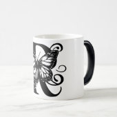 R Alphabet black butterfly Magische Mok (Voorkant rechts)
