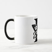 R Alphabet black butterfly Magische Mok (Links)