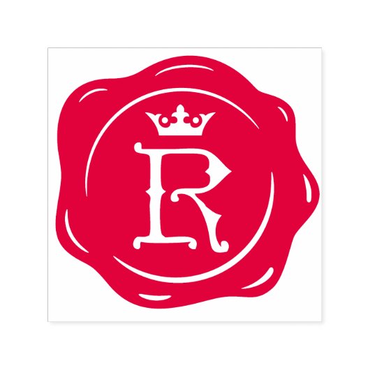 R - Antiek Wax Seal Gotische Kroon Initiaal Letter Zelfinktende Stempel (Design)