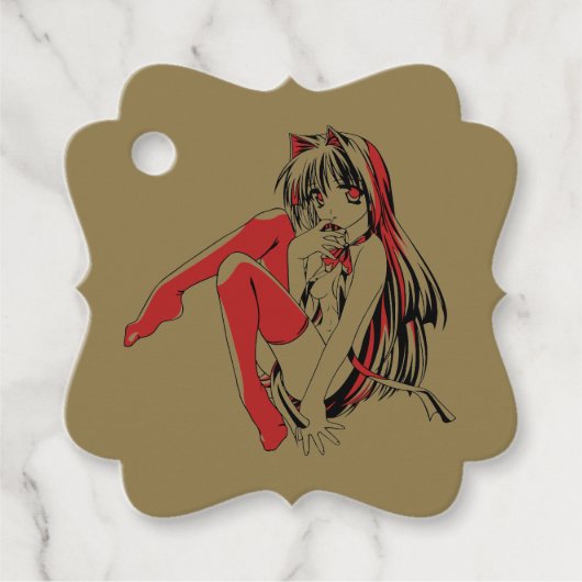 R & B Manga, Neko Catgirl Furry Loli Anime Bedankjes Labels (Voorkant)