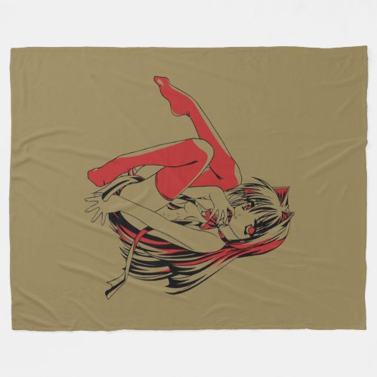 R & B Manga, Neko Catgirl Furry Loli Anime Fleece Deken (Voorkant (Horizontaal))