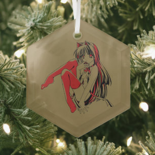 R & B Manga, Neko Catgirl Furry Loli Anime Glas Ornament