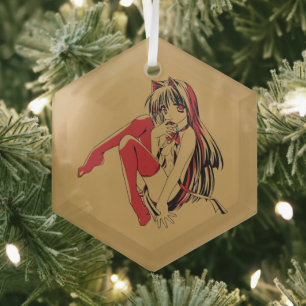 R & B Manga, Neko Catgirl Furry Loli Anime Glas Ornament