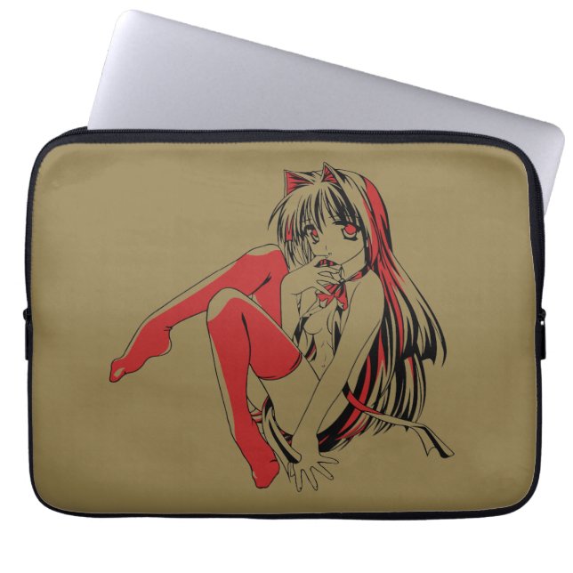 R & B Manga, Neko Catgirl Furry Loli Anime Laptop Sleeve (Voorkant)