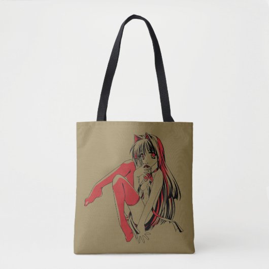 R & B Manga, Neko Catgirl Furry Loli Anime Tote Bag (Voorkant)