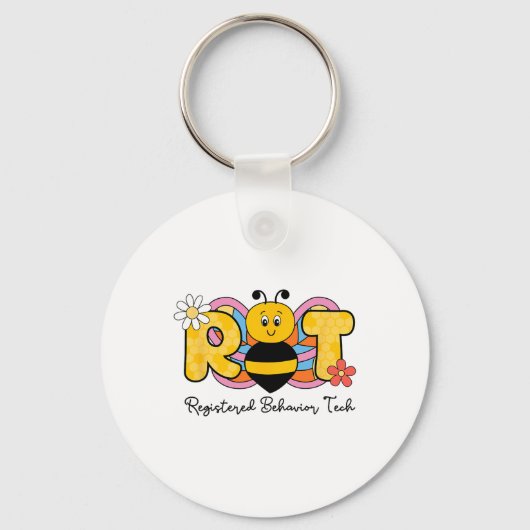 R BEE T Geregistreerd Gedrag Technicus RBT Floral Sleutelhanger (Voorkant)