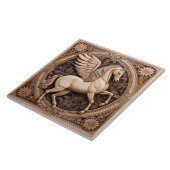 R Beige faux relief Art Nouveau Winged Horse Tegeltje (Zijkant)
