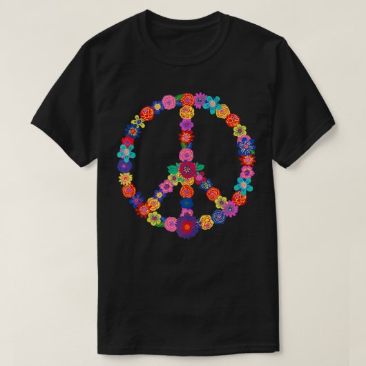 r Bloemen 60s 70s Hippie Kostuum Kleurrijke Bloeme T-shirt (Design voorkant)