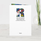 R BRIEF/SANTA CLAUS MET RODE RIBBON MONOGRAM FEESTDAGEN KAART (Achterkant)
