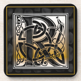 "R" Celtic Black Stone Monogram Onderzetters