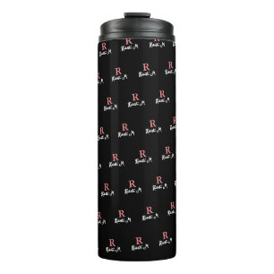 R custom Roze Monogram Gestempelde allover Zwart Thermosbeker