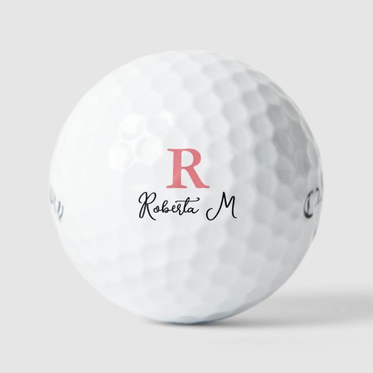R /custom/ Roze Monogram om haar te identificeren Golfballen (Voorkant)