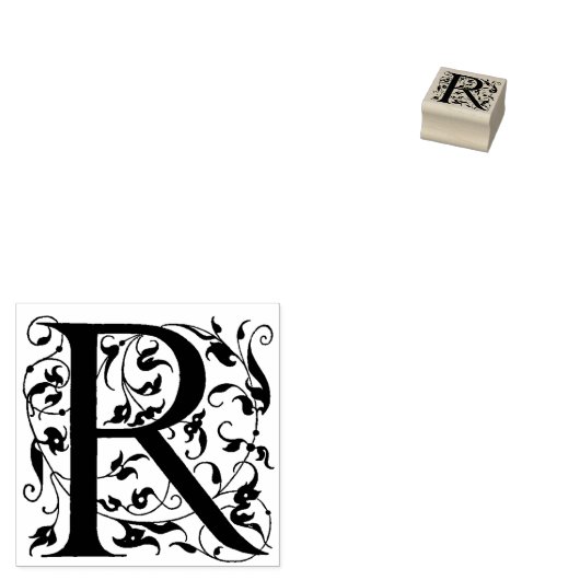 R Decoratieve eerste brief Rubberstempel (Gestempeld)