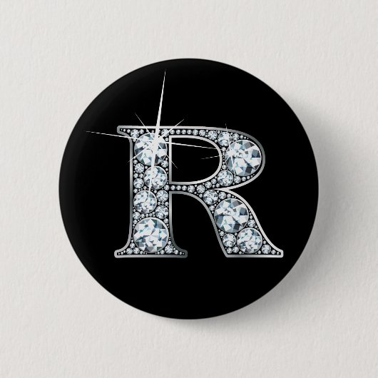 "R" Diamond Bling Button (Voorkant)