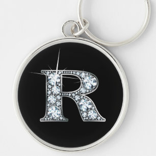 "R" Diamond Bling Sleutelhanger