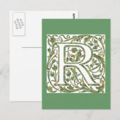 R Floral Monogram Briefkaart (Voorkant / Achterkant)