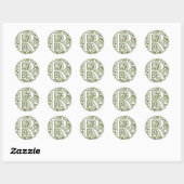 R Floral Monogram Ronde Sticker (Vel)