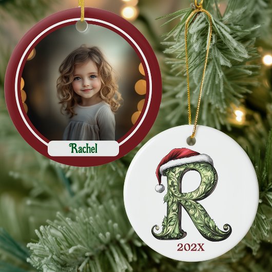 R Gepersonaliseerde Monogram Kerst Ornament